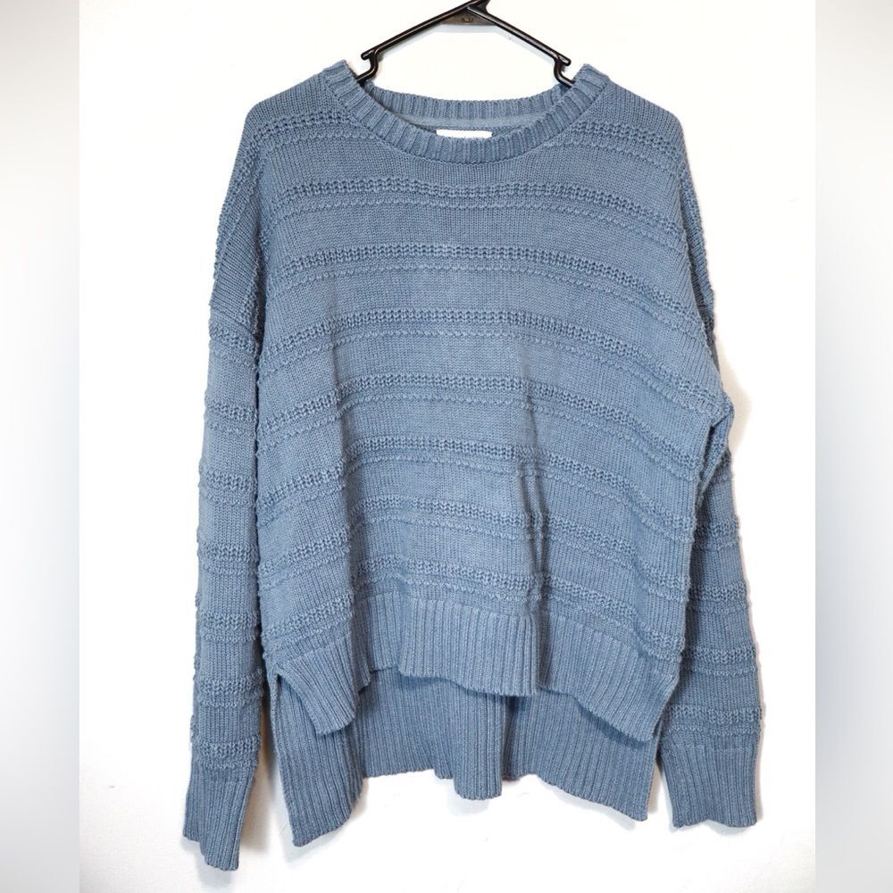 Cupcakes & Cashmere Slate Blue Cotton Blend Textured Knit Pullover Sweater XL